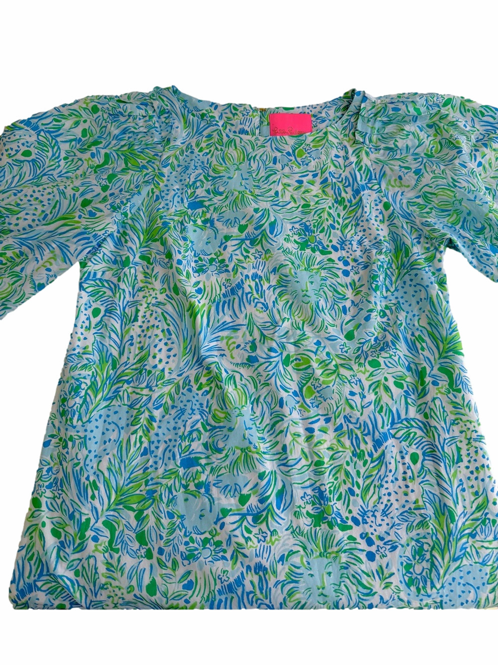 Lilly Pulitzer Barbara Dress Hydra Blue Dandy Lions Size 2 NO BELT Blue Green - Picture 4 of 10